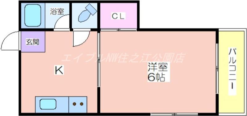 ビラ長居(1K/5階)の間取り写真