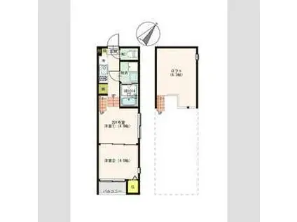 ハーモニーテラス新田8(1DK/2階)の間取り写真