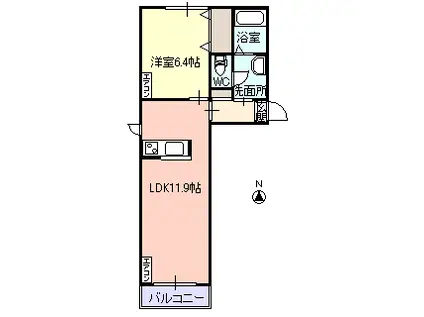 サンシェール・トゥーヤ(1LDK/1階)の間取り写真