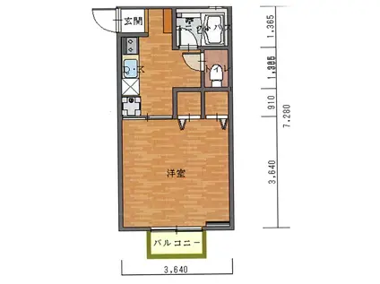 カーサ・パルト(1K/2階)の間取り写真