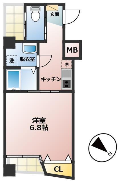 RE BIRTH道の尾(1K/2階)の間取り写真