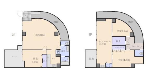 広島電鉄本線 観音町駅(広島) 徒歩3分 3階建 築43年(4LDK/2階)の間取り写真