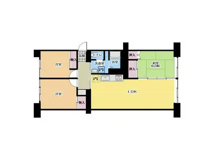 金沢八景ハイム 1(3LDK/1階)の間取り写真