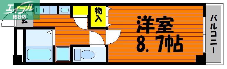 ハピネス(1K/4階)の間取り写真