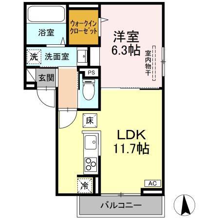 RESUA向中野 B棟(1LDK/1階)の間取り写真