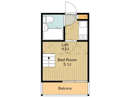 東小金井栄ハイム(1K/2階)の間取り写真