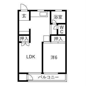 メゾン岐阜北(1LDK/4階)の間取り写真