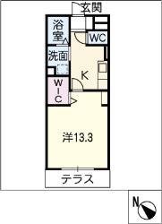 パストラーレ富士松(1K/1階)の間取り写真