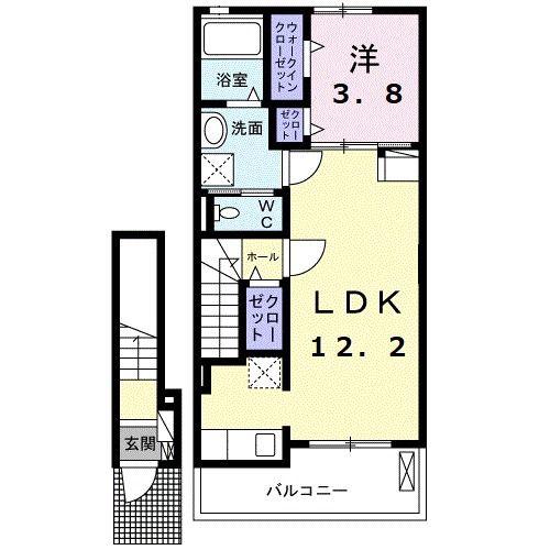 イースト HILL F(1LDK/2階)の間取り写真
