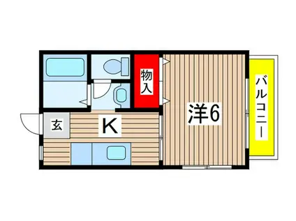 セントラル(1K/2階)の間取り写真