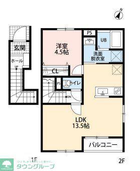 リーブルファイン柏南逆井(1LDK/2階)の間取り写真