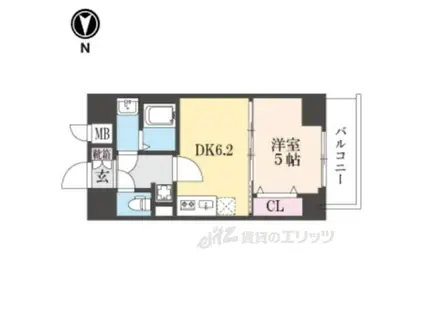 THEORYKYOTOHABITERD(1DK/2階)の間取り写真