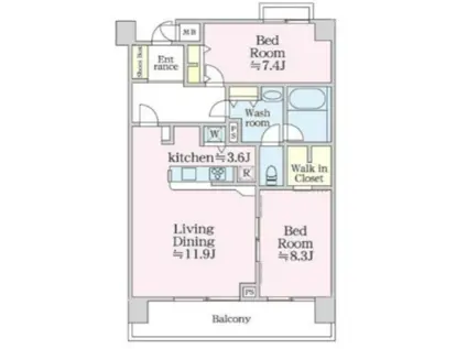 ウィズハイムMII(1LDK/2階)の間取り写真