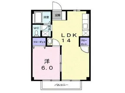 コーポサンスカイ(1LDK/1階)の間取り写真