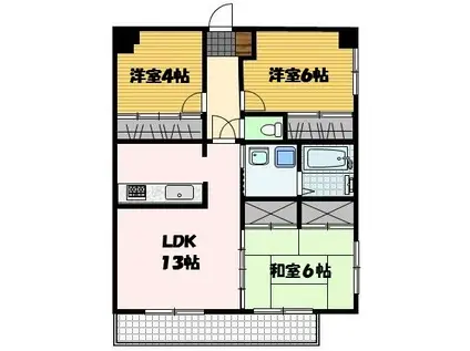 パインパレス(3LDK/9階)の間取り写真