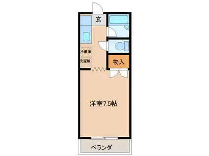 ソラリア大在(1K/1階)の間取り写真