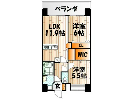 アルティザ小倉(2LDK/14階)の間取り写真