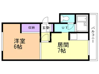 パレスビーチパーク(1DK/2階)の間取り写真