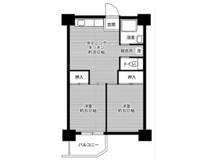 ビレッジハウス泉北栂タワー(2DK/12階)の間取り写真