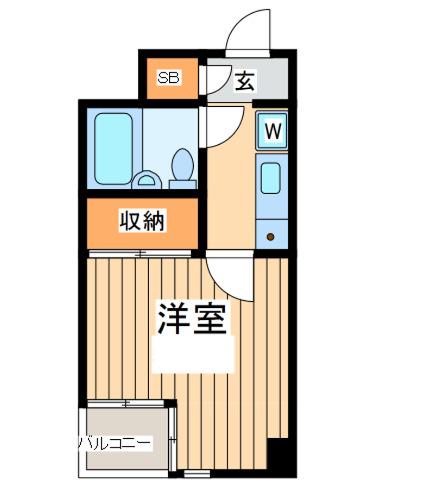 リーセントパレス多摩(1K/2階)の間取り写真