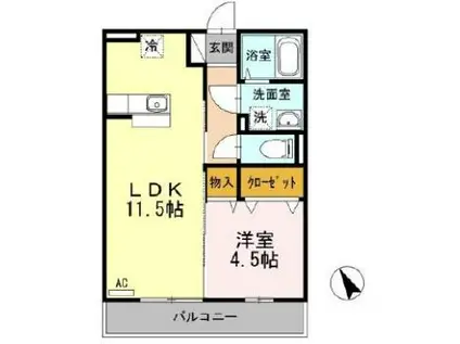 ローゼスポート港町B(1LDK/3階)の間取り写真