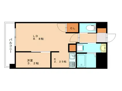 MGA黒崎W(1LDK/6階)の間取り写真