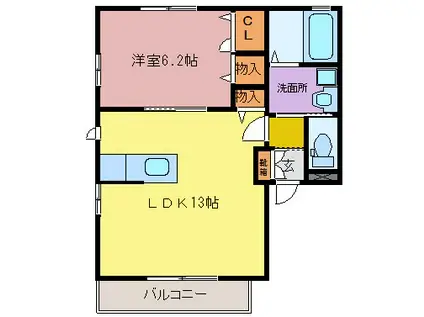 プレサス(1LDK/2階)の間取り写真