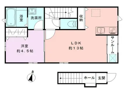 ラ・クリスティ(1LDK/2階)の間取り写真