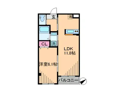 ラシードレーブ(1LDK/2階)の間取り写真