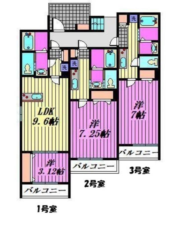 入間市河原町 (1LDK/3階)の間取り写真