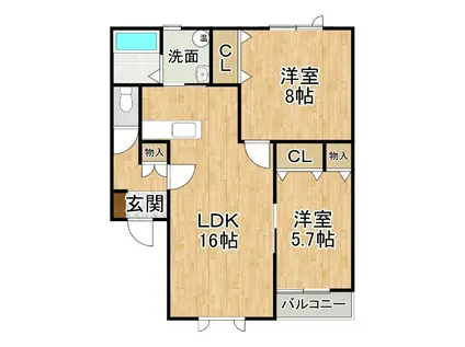 イースト GARDENII(2LDK/1階)の間取り写真