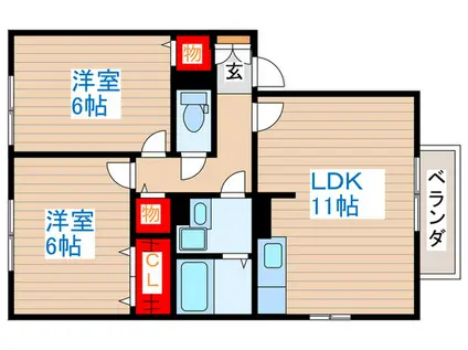 グランモアA(2LDK/1階)の間取り写真