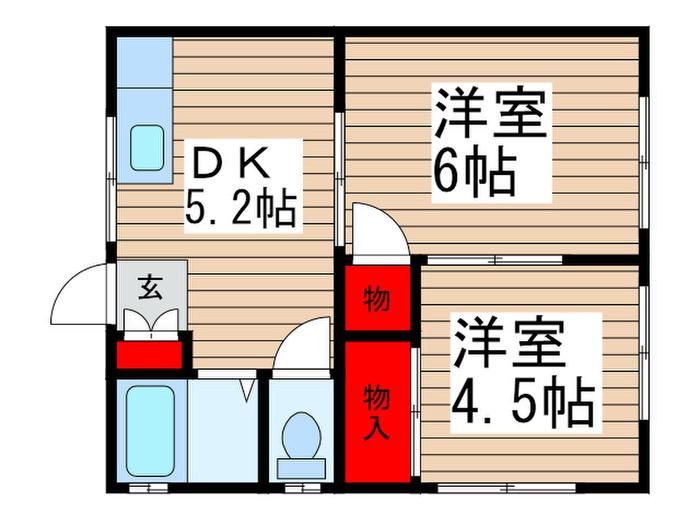 香蘭デポー(2DK/2階)の間取り写真