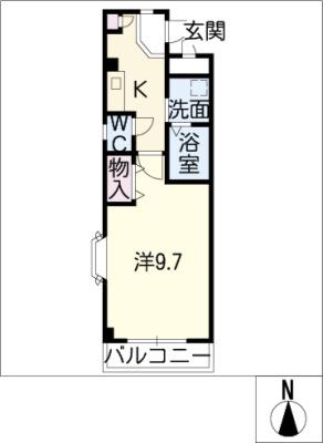 アンソレイエ(1K/1階)の間取り写真