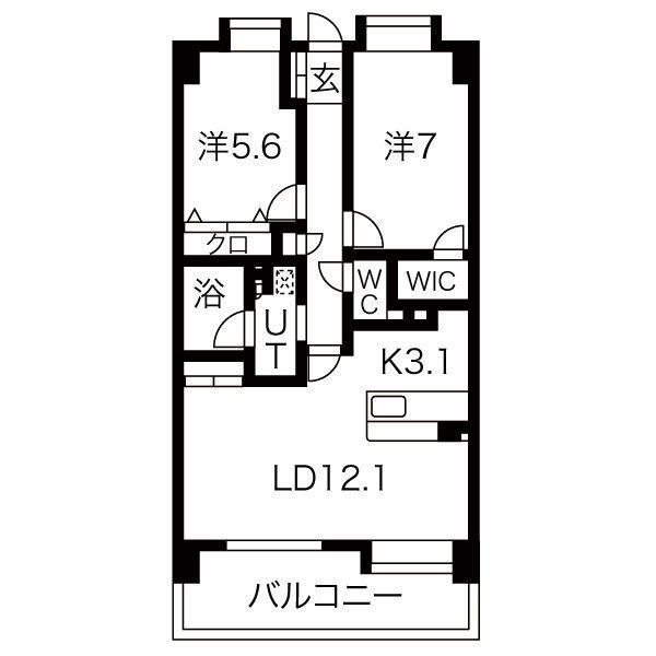 アプリークス百道浜(2LDK/2階)の間取り写真