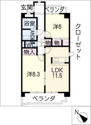 サニーハイツ(2LDK/3階)の間取り写真