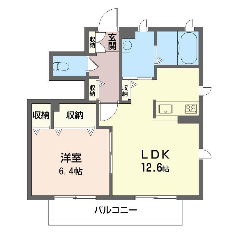 ラ・プーリア(1LDK/1階)の間取り写真
