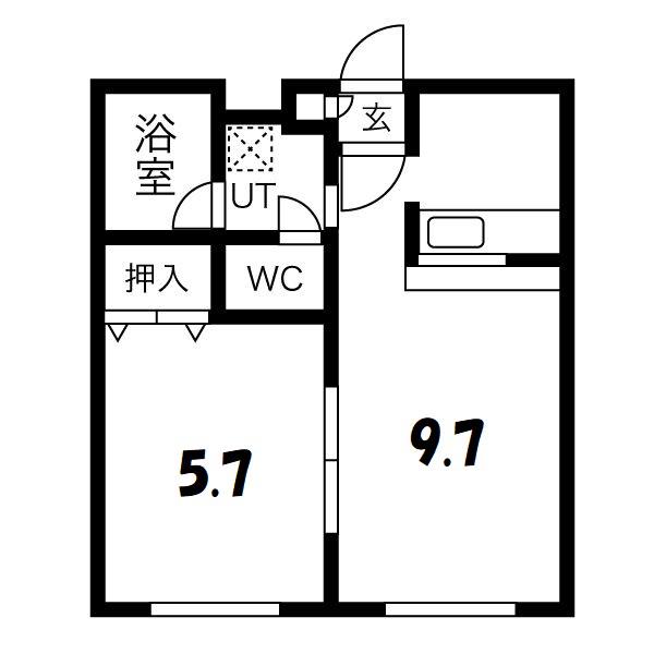 植物園ハイム(1LDK/4階)の間取り写真