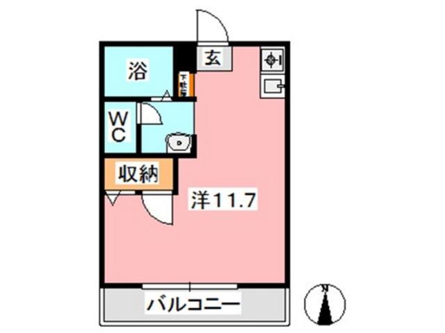 ローズガーデン庭瀬(ワンルーム/2階)の間取り写真