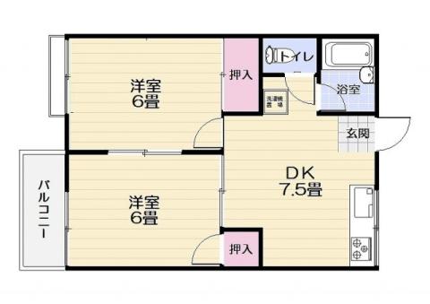 ストリュームアゼリア(2DK/1階)の間取り写真