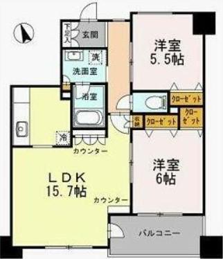 カスタリア荒川(2LDK/3階)の間取り写真