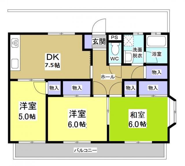 フロンティア(3DK/2階)の間取り写真