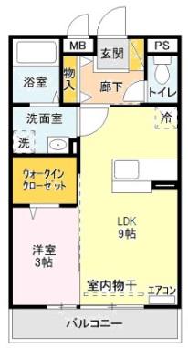 グランメール南台(1LDK/2階)の間取り写真