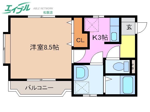ロイヤルガーデン(1K/1階)の間取り写真