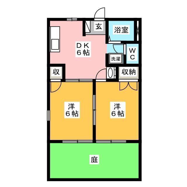 ドリーミー山中 C(2DK/1階)の間取り写真