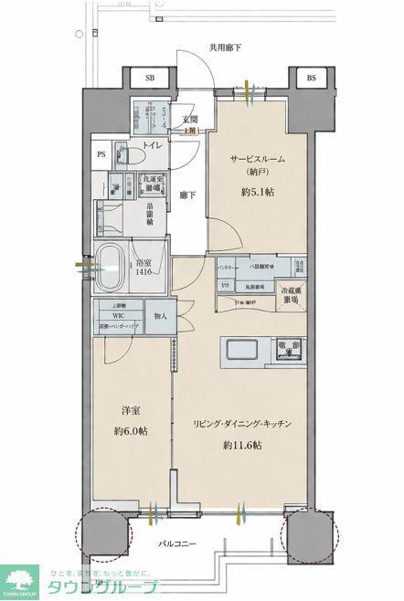 サンクレイドル浅草III(1SLDK/12階)の間取り写真
