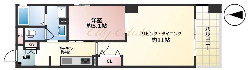 エルナージュ(1LDK/2階)の間取り写真