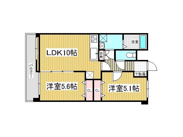 J-スクエア(2LDK/8階)の間取り写真