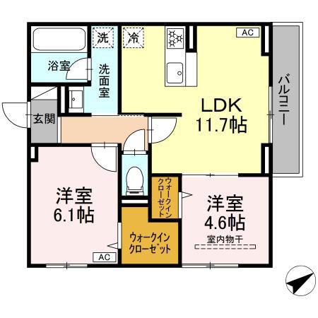 D PAINA 生田(2LDK/2階)の間取り写真