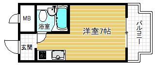 アンヘルム野田(ワンルーム/5階)の間取り写真